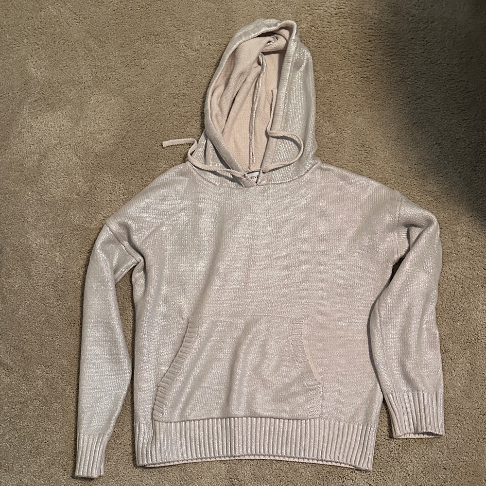 Evereve Shimmering Silver Hooded Sweater